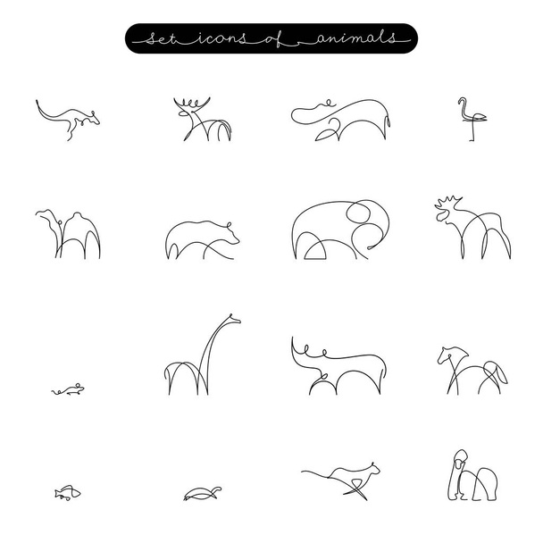 zestaw ikon zwierząt - Wektor, obraz