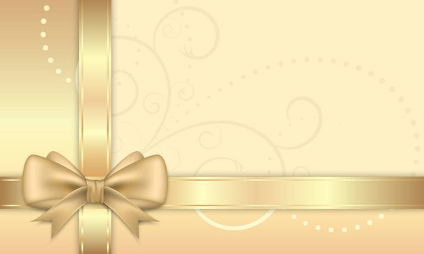 Gift card with golden ribbon and bow. - Διάνυσμα, εικόνα
