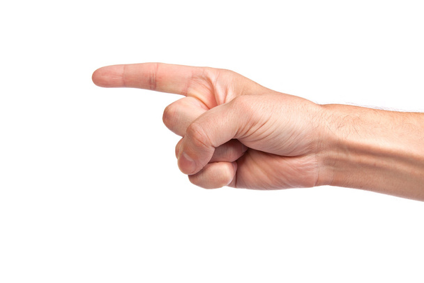 Man index finger on a white background - Foto, imagen