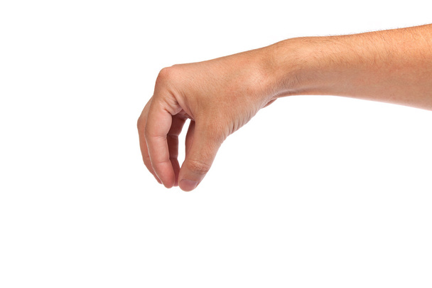 Male hand reaching for something on white - Фото, зображення