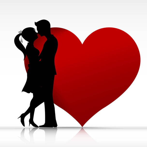 002 Man and woman couper kissing with love silhouette design ele - Vektori, kuva