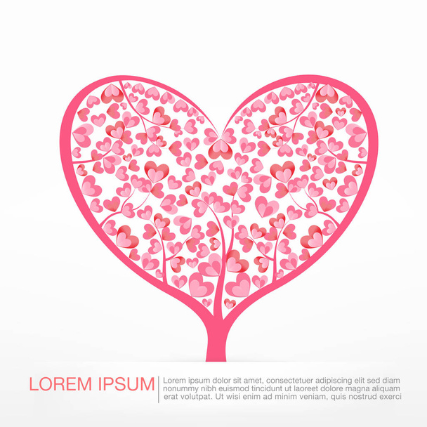 003 Heart Tree element for valentine day and wedding card decora - Vektor, Bild