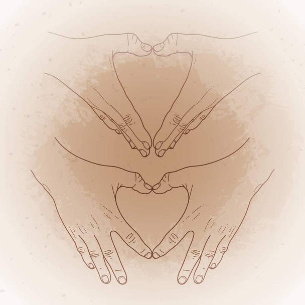 Graficzny ręce Pokaż serca - Wektor, obraz