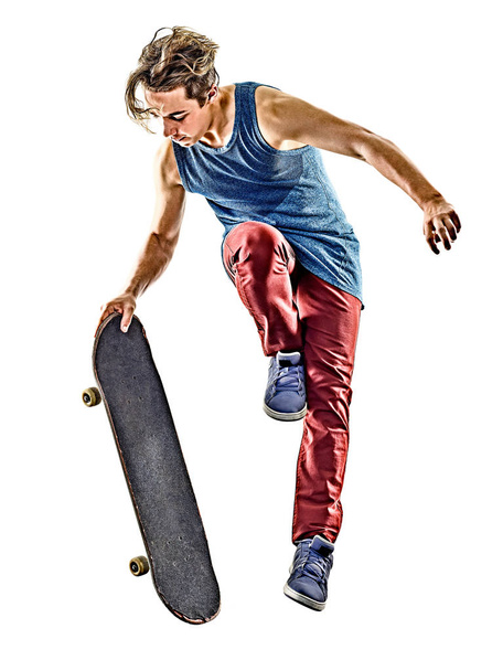 skateboarder young teenager man isolated - Photo, Image