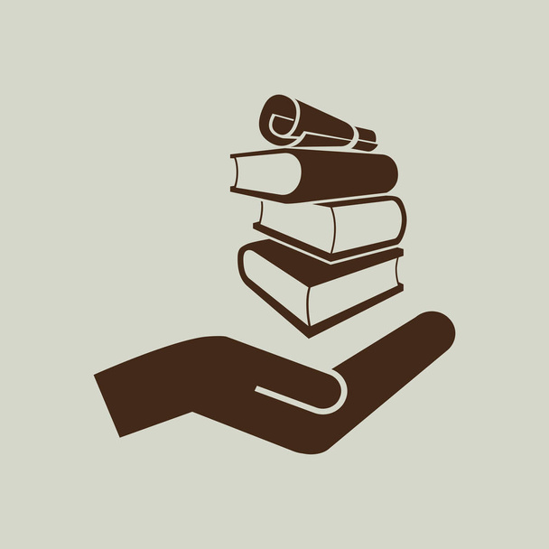 libros en icono de la mano
 - Vector, imagen