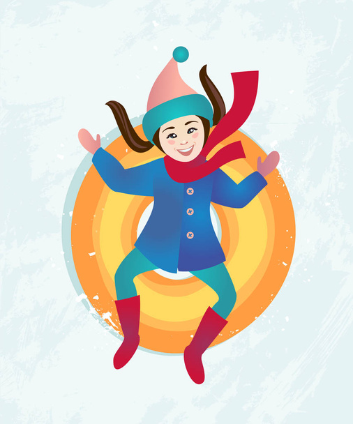 Дівчина катається на сніговій трубі
 - Вектор, зображення