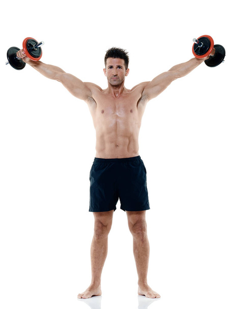 man weights exercises isolated - Foto, afbeelding