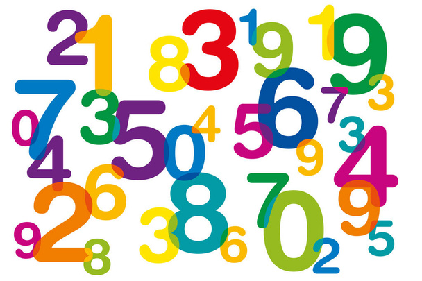 Flutuante e sobreposição de números coloridos
 - Vetor, Imagem