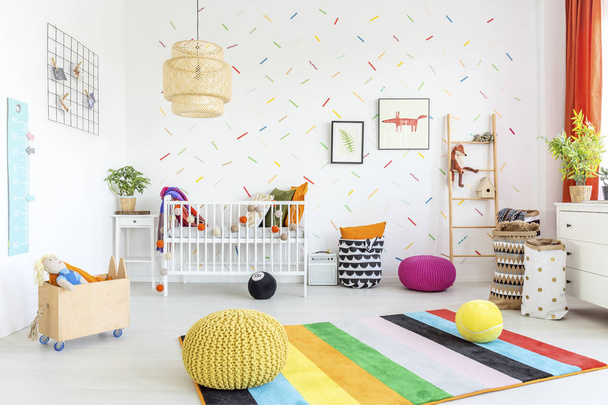 Baby room with white wall - 写真・画像