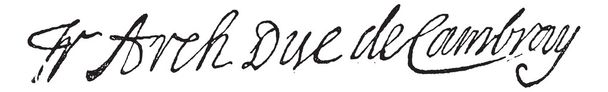 υπογραφή του francois de salignac de la mothe-fenelon ή francoi - Διάνυσμα, εικόνα