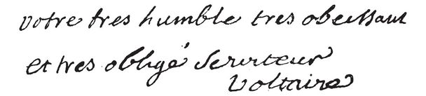 Signature of Francois-Marie Arouet or Voltaire (1694-1778), vin - Vector, Image