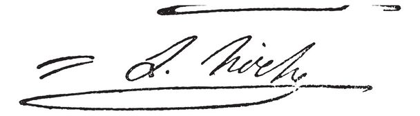 Signature of Louis Lazare Hoche (1768-1797), vintage engraving. - Vector, Image
