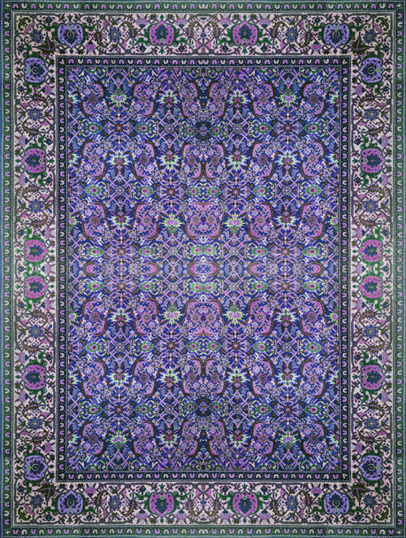 Perský koberec textura, abstraktní ornament. Kulaté mandala vzorek, Středovýchodní tradiční koberec textilie textura. Tyrkysové mléčně modrá šedá hnědá žlutá červená - Fotografie, Obrázek