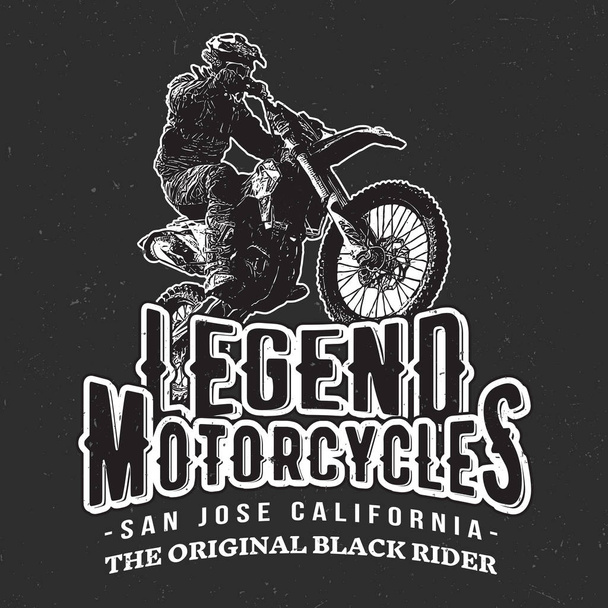 Legend Motorcycles Vintage Racers T-Shirt Design - Vector, Image
