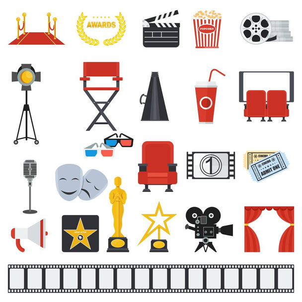 big set of cinema icons - Vector, Image