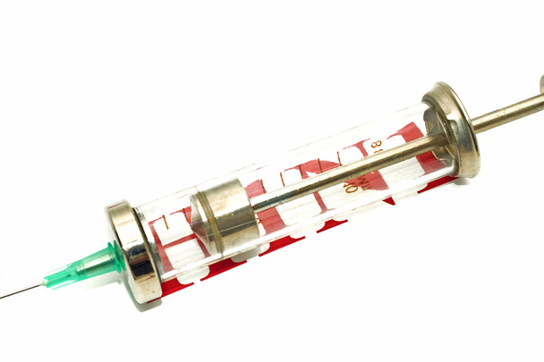 Disease alert - old-fashioned syringe - Foto, afbeelding