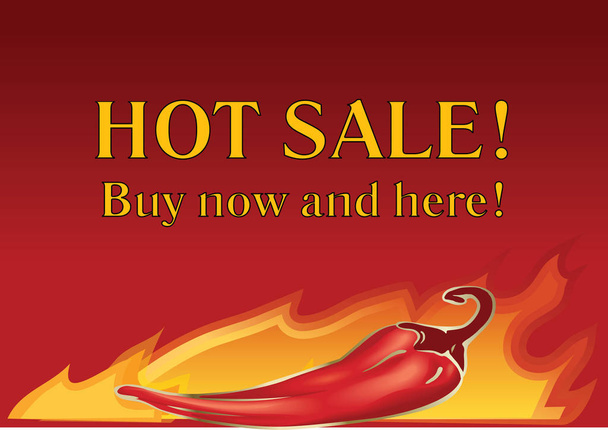 Vector hot chilly pepper on fire background.  - Vector, Image
