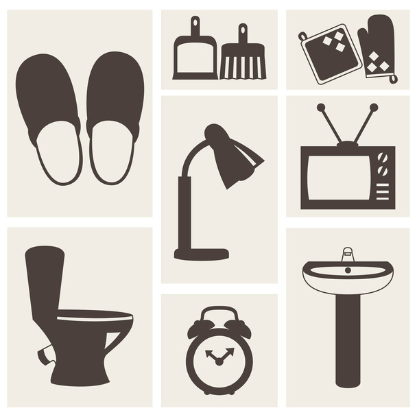 Vector set of household items design flat icons - Vector, imagen