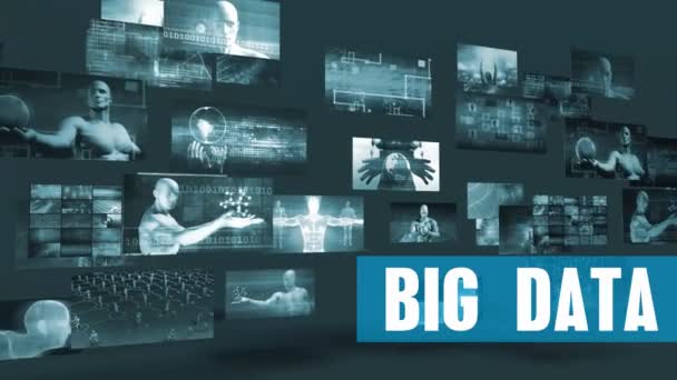 Big Data Technology with Moving Screens Video Wall Background Looping - Footage, Video
