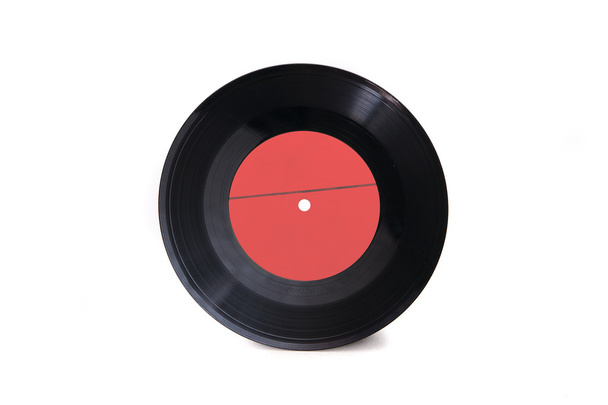 New red empty gramophone vinyl record isolated on white background - Foto, Imagem