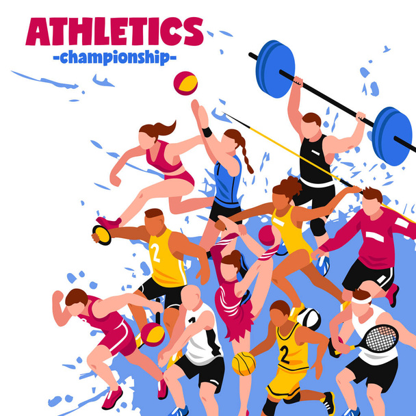 Kleurrijke Sport isometrische Poster - Vector, afbeelding