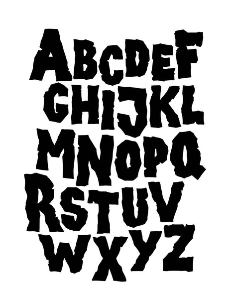 Hand drawn stone grunge font. Editable vector alphabet - Vetor, Imagem