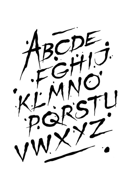 Hand drawn ink font. Editable vector alphabet - Vektor, obrázek