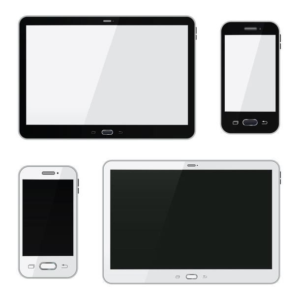reális smartphone- és tablet - Vektor, kép