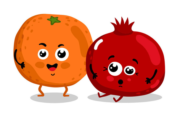 Funny fruit isolated cartoon characters - Vettoriali, immagini