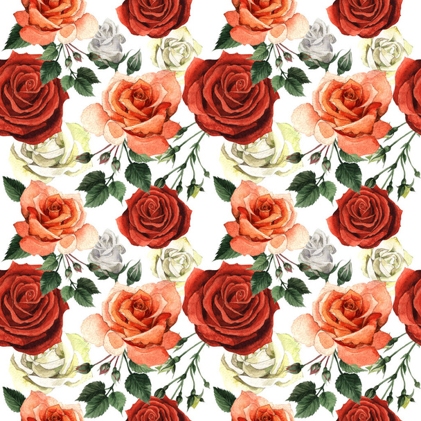 Wildblume Rose Blumenmuster in einem Aquarell-Stil isoliert. - Foto, Bild