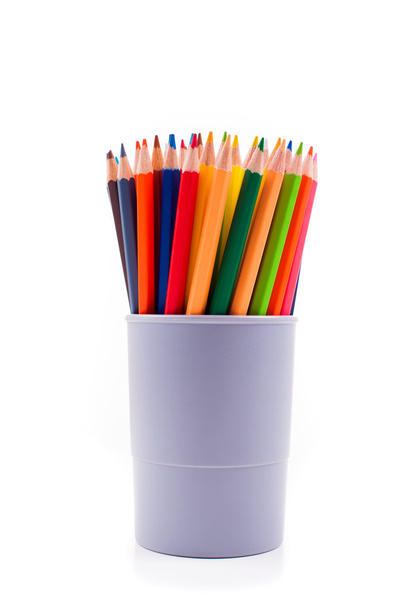 Various colour pencils isolated on the white - Φωτογραφία, εικόνα