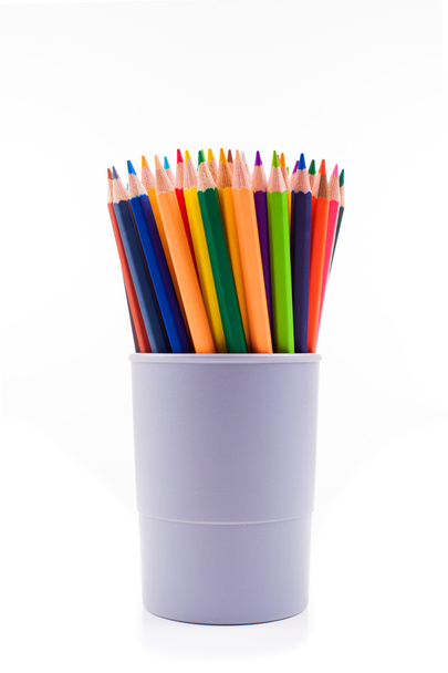 Various colour pencils isolated on the white - Φωτογραφία, εικόνα