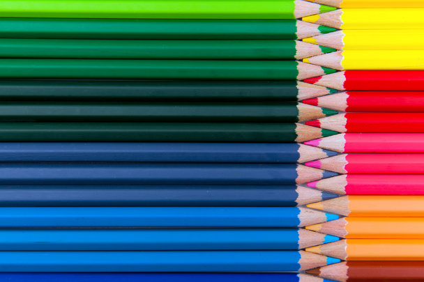 Colour pencils in arrangement close up - Zdjęcie, obraz