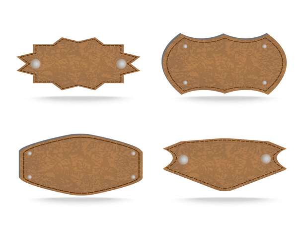 Shapes of leather tag - Vector, Image