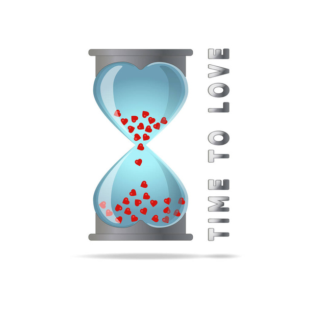 Creative illustration of an hourglass. Time to love. Can be used on Valentine's day and different design of postcards and posters. - Vecteur, image