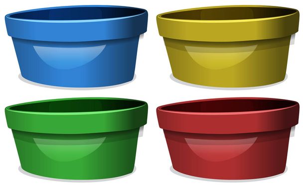 Misky ve čtyřech různých barvách - Vektor, obrázek