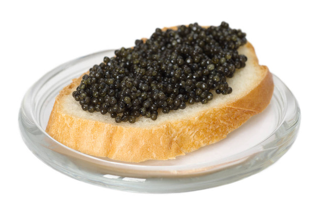 Sandwich with black caviar - Фото, изображение