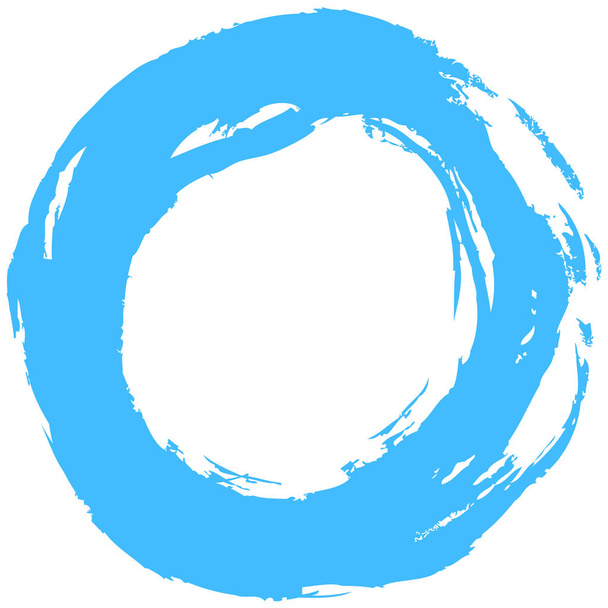 Kék ecsetvonás kör alakú - Vektor, kép