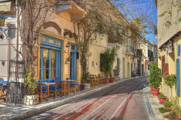 Maisons traditionnelles dans la région de Plaka, Athènes, Grèce
 - Photo, image