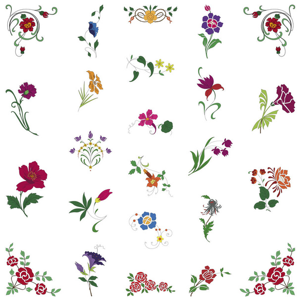 Reihe von floralen Ornamenten - Vektor, Bild
