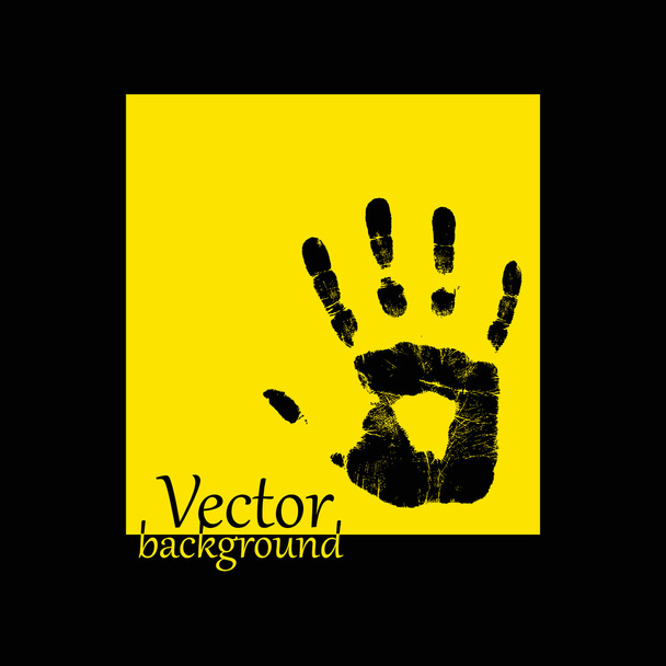 Abstract hand print on a yellow background - Вектор, зображення