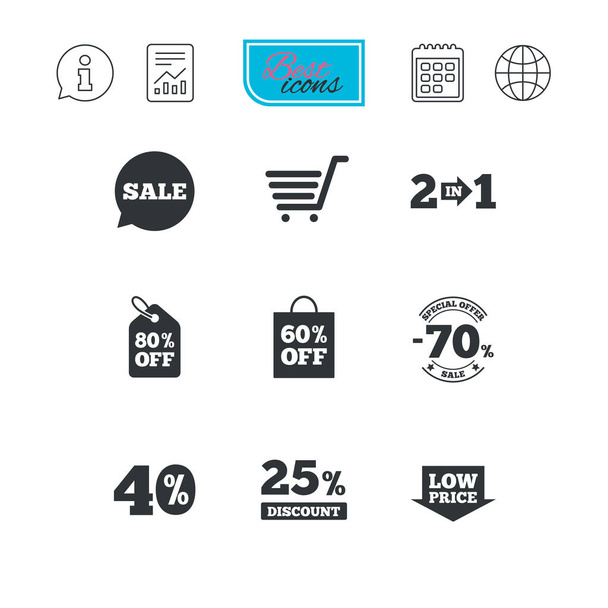 Sale discounts icon. Shopping, deal signs. - Vecteur, image