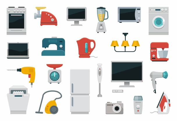 Lapos ikonok háztartási készülékek - Vektor, kép