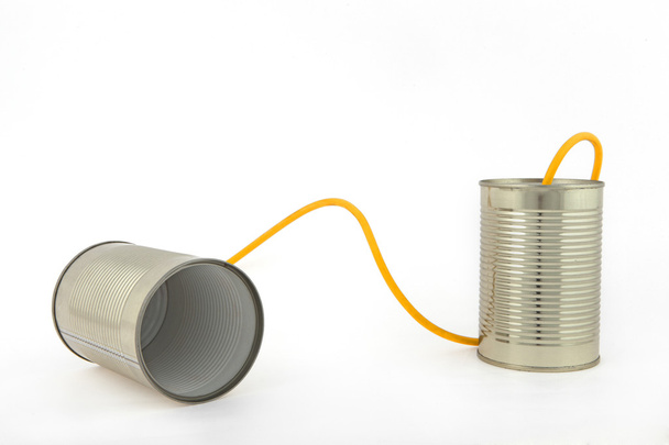Communication with tin cans - Foto, Bild
