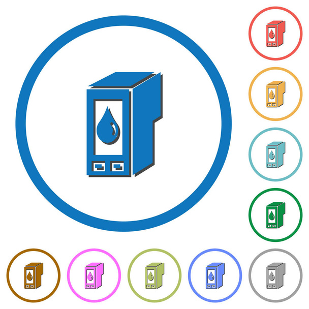 Ink cartridge icons with shadows and outlines - Vector, Image
