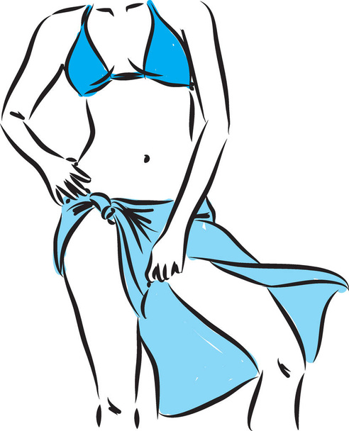  pretty woman in bikini illustration - Vektor, Bild