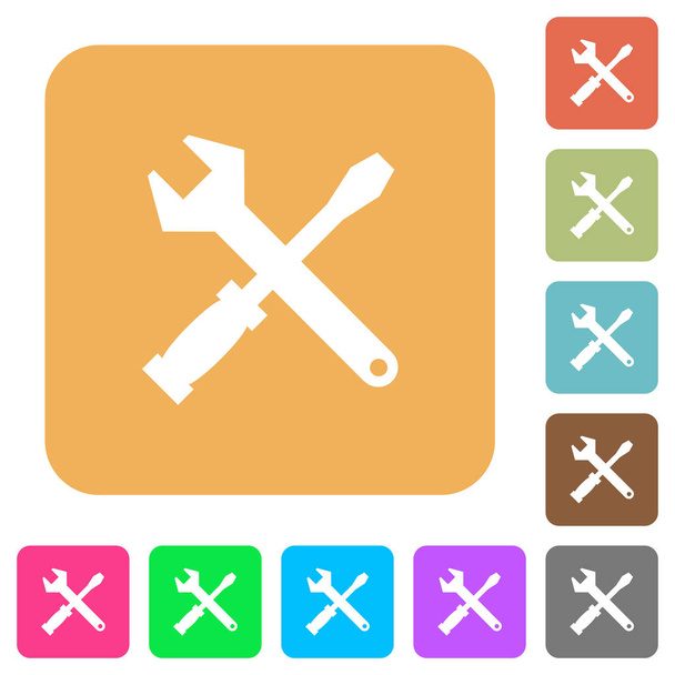 Kit de ferramentas arredondado ícones planos quadrados
 - Vetor, Imagem