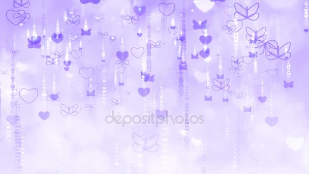 Valentine's Day Background with Butterflies and Hearts. - Footage, Video
