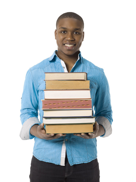 Joven hombre negro con libros
 - Foto, imagen