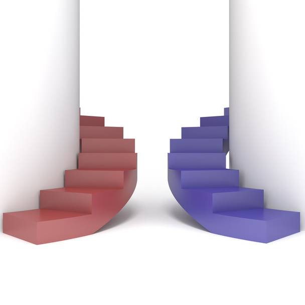 Абстрактная красно-синяя лестница
 - Фото, изображение